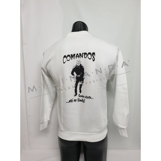 SWEATSHIRT BRANCA ESTAMPADA COMANDOS