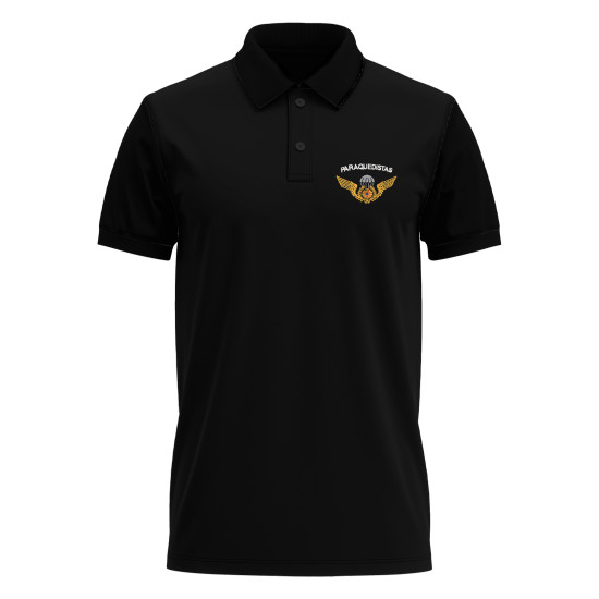 POLO BORDADO PARAQUEDISTAS - PRETO POLO BORDADO PARAQUEDISTAS - PRETO
