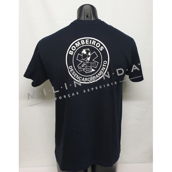 T-SHIRT AZUL CURSO BOMBEIROS DESENCARCERAMENTO TAMANHOS GRANDES