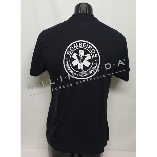 T-SHIRT AZUL CURSO BOMBEIROS EMERGÊNCIA PRÉ-HOSPITALAR TAMANHOS GRANDES