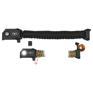 PULSEIRA PARACORD MULTIUSOS - PRETO PULSEIRA PARACORD MULTIUSOS - PRETO