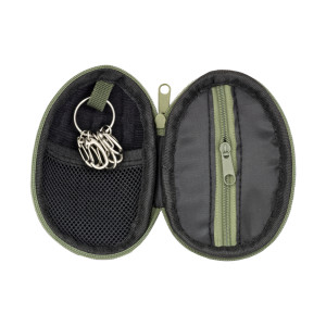 BOLSA TÁTICA EM FORMATO DE GRANADA – CAMUFLADA, COM MOSQUETÕES E BOLSO INTERNO