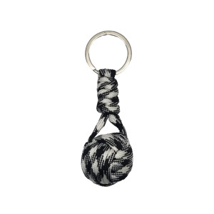 PORTA CHAVES BOLA DE PARACORD PRETO E BRANCO