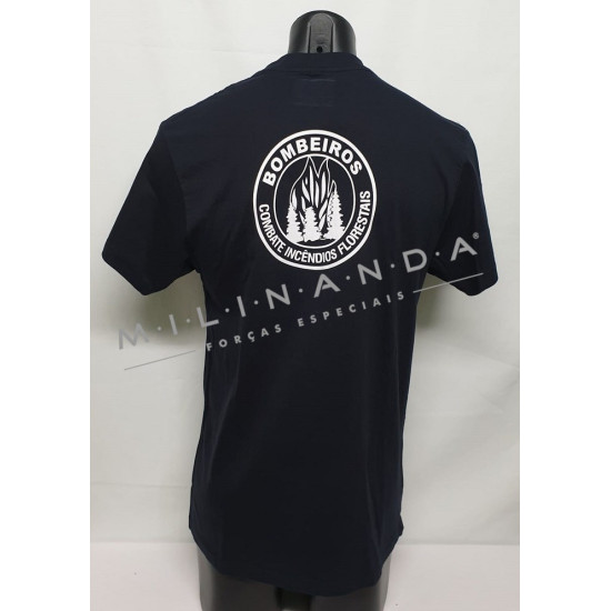 T-SHIRT AZUL CURSO BOMBEIROS COMBATE INCENDIOS FLORESTAIS