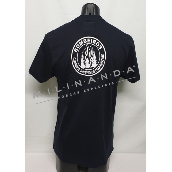 T-SHIRT AZUL CURSO BOMBEIROS COMBATE INCENDIOS FLORESTAIS TAMANHOS GRANDES