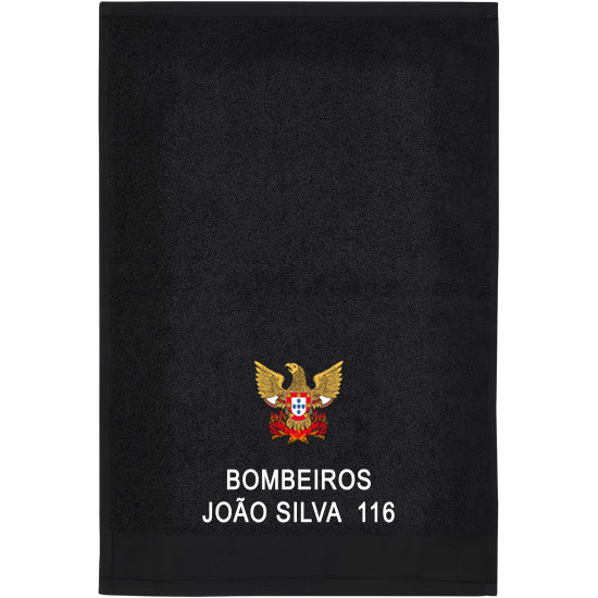 TOALHA DE CORPO PRETO BORDADA BOMBEIROS - NOME PERSONALIZADO TOALHA DE CORPO PRETO BORDADA BOMBEIROS - NOME PERSONALIZADO